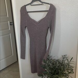 Elegant Taupe Knit fitted Dress